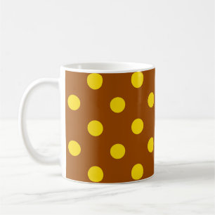 Taza De Café Diseño de puntos de polka amarillos marrones