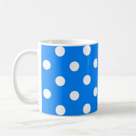 Taza De Café Diseño de puntos de polka azul blanco