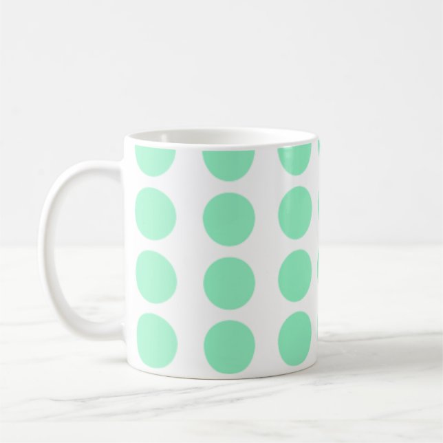 Taza De Café Diseño de puntos de polka verde (Izquierda)