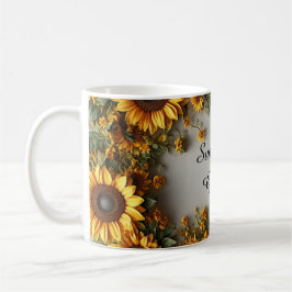 Taza De Café Diseño de ramo floral de girasoles rústicos