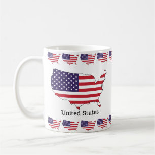 Taza De Café Diseño de recuerdo de la bandera y el mapa de EE. 