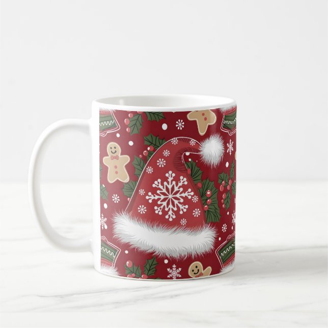 Taza De Café Diseño de renos y Navidades holly (Izquierda)