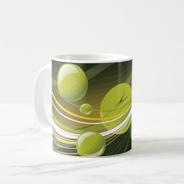 Taza De Café Diseño de resumen dinámico de esfera verde y olead (Anverso izquierdo)