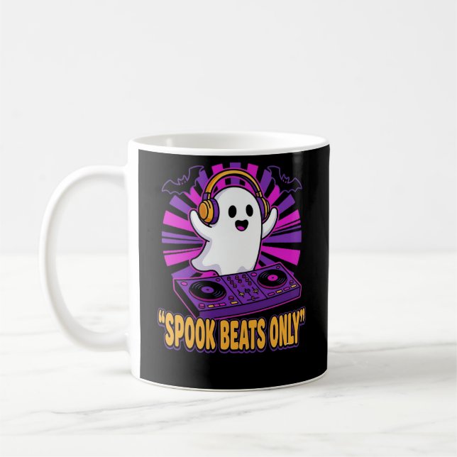Taza De Café Diseño de ritmos de Halloween de DJ fantasma espel (Izquierda)