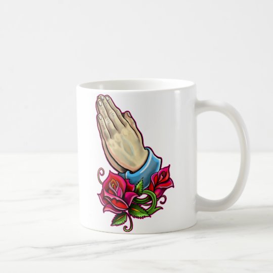 Taza De Café Diseño de rogación de los rosas de las manos