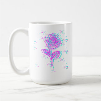 Taza De Café Diseño de rosa con falla de neón