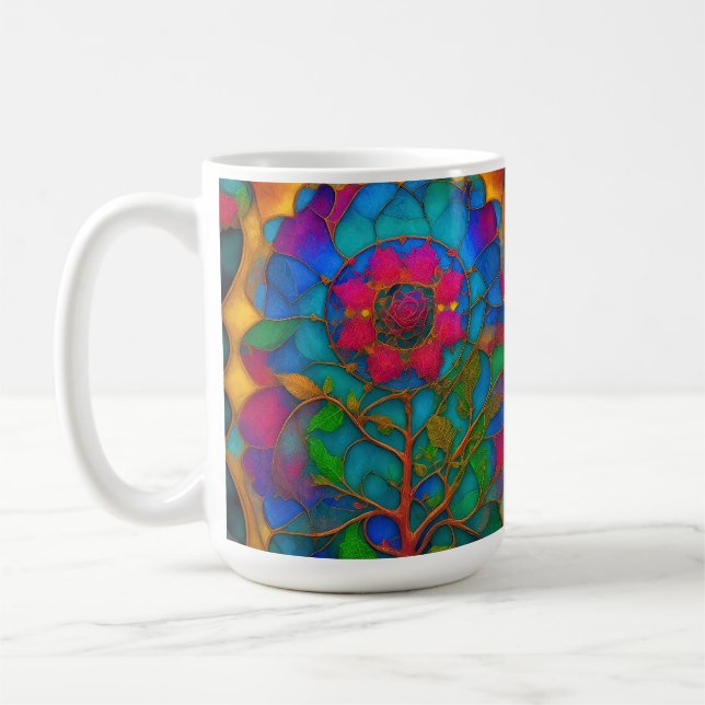 Taza De Café Diseño de Rosa de vidrio templado (Izquierda)