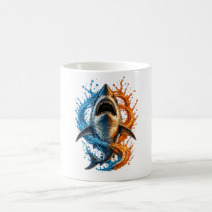 Taza De Café Diseño de Salpicadura de Tiburón Feroz – Océano Az