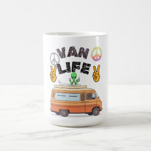 Taza De Café Diseño de señal de paz de camión alienígena vida r