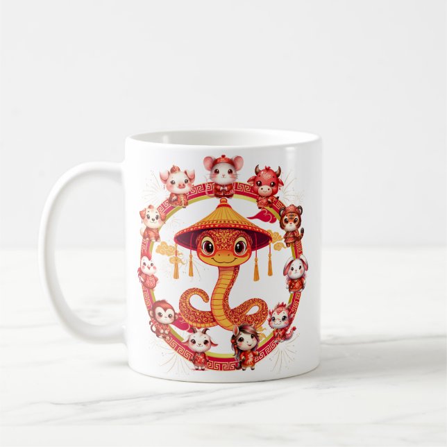 Taza De Café Diseño de serpientes de Año Nuevo lunar chino 1 (Izquierda)