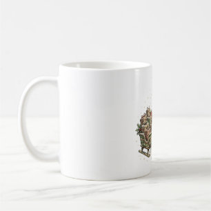 Taza De Café Diseño de tarjeta de Navidad retro de trineo de re