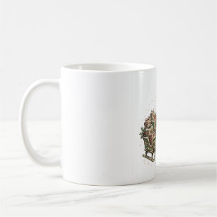Taza De Café Diseño de tarjeta de Navidad retro de trineo de re