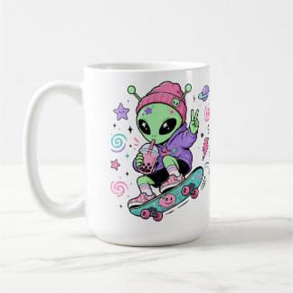 Taza De Café Diseño de té de burbujas de skater alienígena Kawa