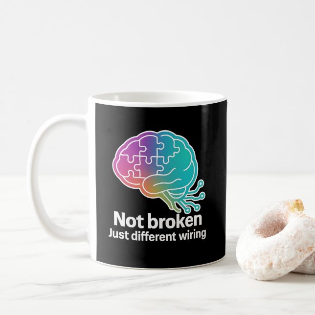 Taza De Café Diseño de tecnología cerebral digital (Con donut)