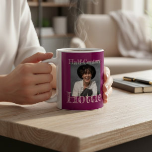 Taza De Café Diseño de texto blanco de atractivo de medio siglo