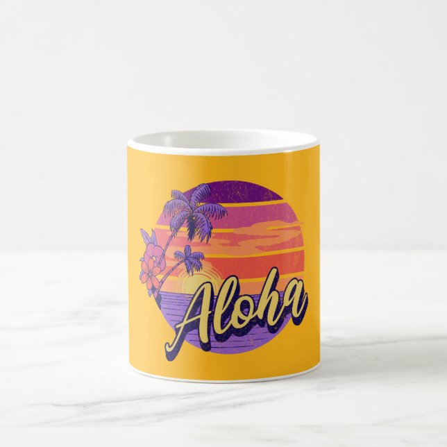 Taza De Café Diseño de texto de estilo retro "Aloha" (Centro)