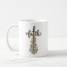 Diseño de tipografía de cruz floral de fe cristian