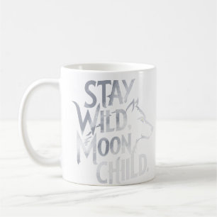 Taza De Café Diseño de tipografía de lobo "Stay Wild, Moon Chil