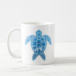 Taza De Café Diseño de tortuga tropical en el mar de las islas 