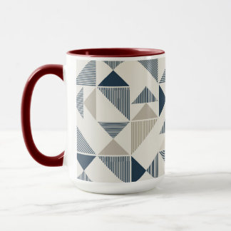 Taza de café – Diseño de triángulo azul y beige