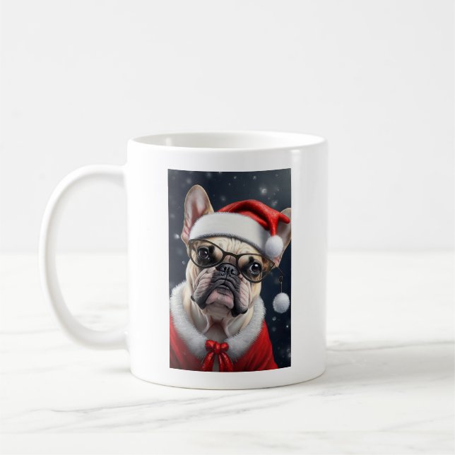Taza De Café Diseño de vacaciones de Bulldog francés Santa Navi (Izquierda)