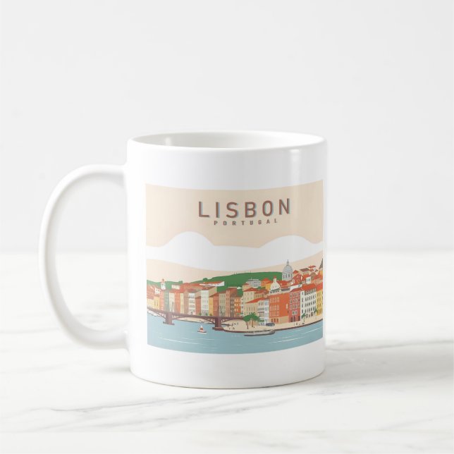 Taza De Café Diseño de viajes Pastel en Lisboa Portugal (Izquierda)