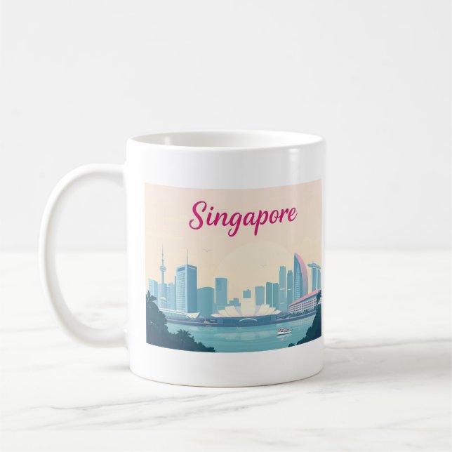 Taza De Café Diseño de viajes pastoral de Singapur (Izquierda)