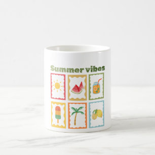 Taza De Café Diseño de Vibraciones de Verano Retro 