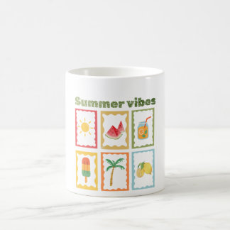 Taza De Café Diseño de Vibraciones de Verano Retro 