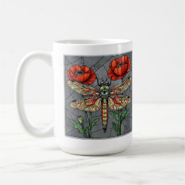 Taza De Café Diseño de vidrio emplomado de libélula ojo de amap