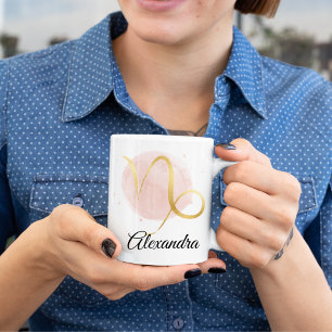 Taza De Café Diseño de Zodíaco Acuarela Personalizado de Capric