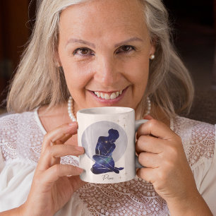 Taza De Café Diseño de Zodíaco Piscis Femenino Azul Dorado