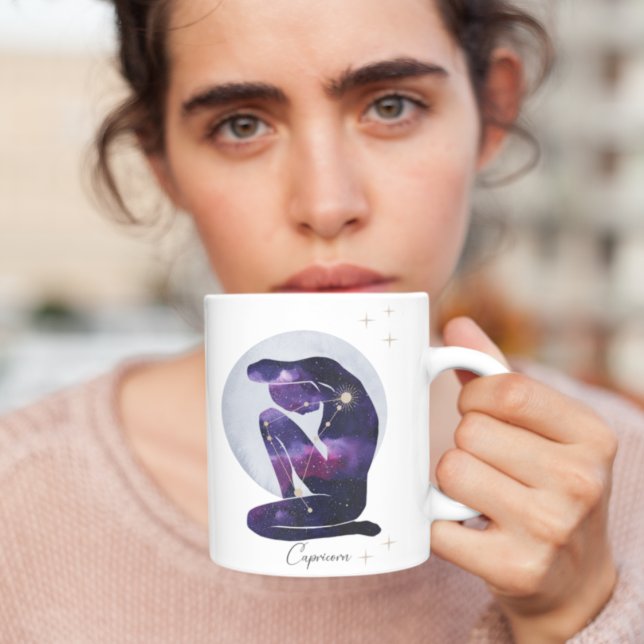 Taza De Café Diseño de Zodiaco púrpura Feminiana de Capricornio (Subido por el creador)