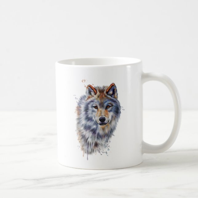 Taza De Café Diseño del arte del lobo (Derecha)