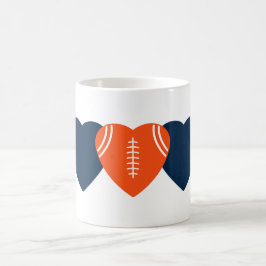 Taza De Café Diseño del corazón del fútbol de Denver Broncos