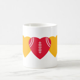 Taza De Café Diseño del corazón del fútbol de los jefes de Kans