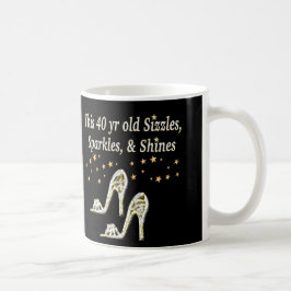 TAZA DE CAFÉ DISEÑO DEL CUMPLEAÑOS 40 DE SILVER GLAMOROUS