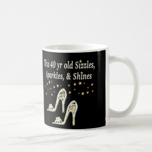 TAZA DE CAFÉ DISEÑO DEL CUMPLEAÑOS 40 DE SILVER GLAMOROUS