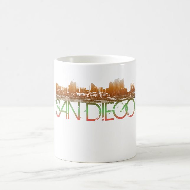 Taza De Café Diseño del horizonte de San Diego (Centro)