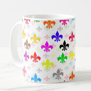 Taza De Café Diseño del patrón de flor de lis de color blanco