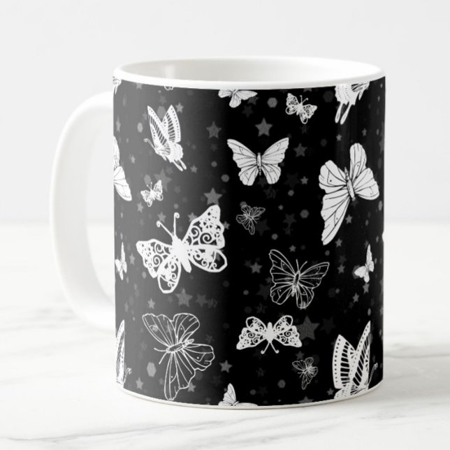 Taza De Café Diseño del patrón de Ilustracion de mariposa blanc (Subido por el creador)