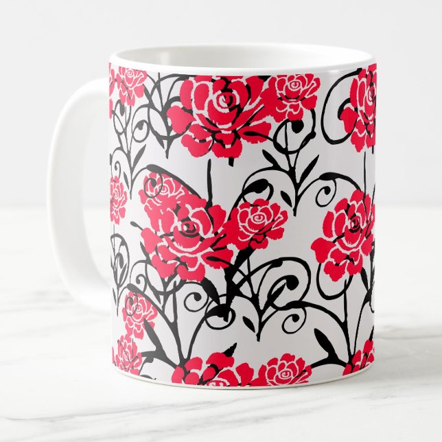 Taza De Café Diseño del patrón de Ilustracion floral de rosa ro (Subido por el creador)