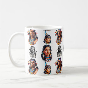 Taza De Café Diseño del patrón de tribu indígena nativo america