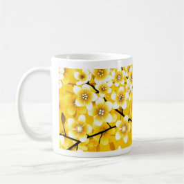 Taza De Café Diseño del patrón floral amarillo brillante