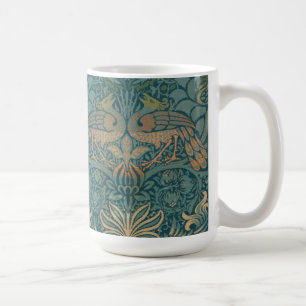 Taza De Café Diseño del pavo real de William Morris y de la