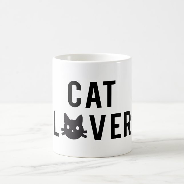 Taza De Café Diseño del texto del amante del gato con la cara (Centro)