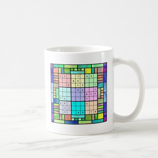 Taza De Café Diseño del vitral de Sudoku (Derecha)