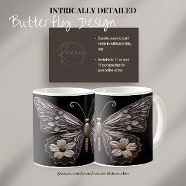 Taza De Café Diseño detallado de mariposa cerámica Mug