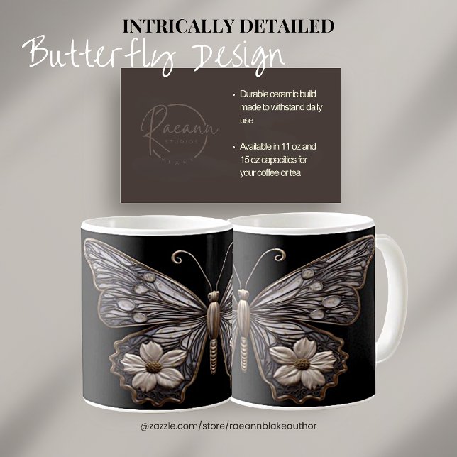 Taza De Café Diseño detallado de mariposa cerámica Mug (Subido por el creador)