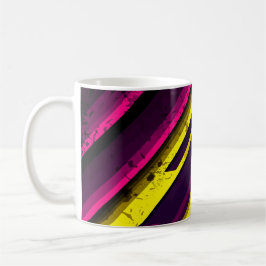 Taza De Café Diseño diagonal grueso amarillo y rosa negrita